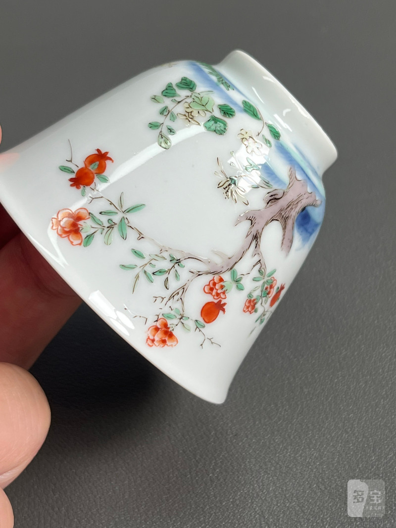 清雍正  五彩五月石榴花神杯 - 图19